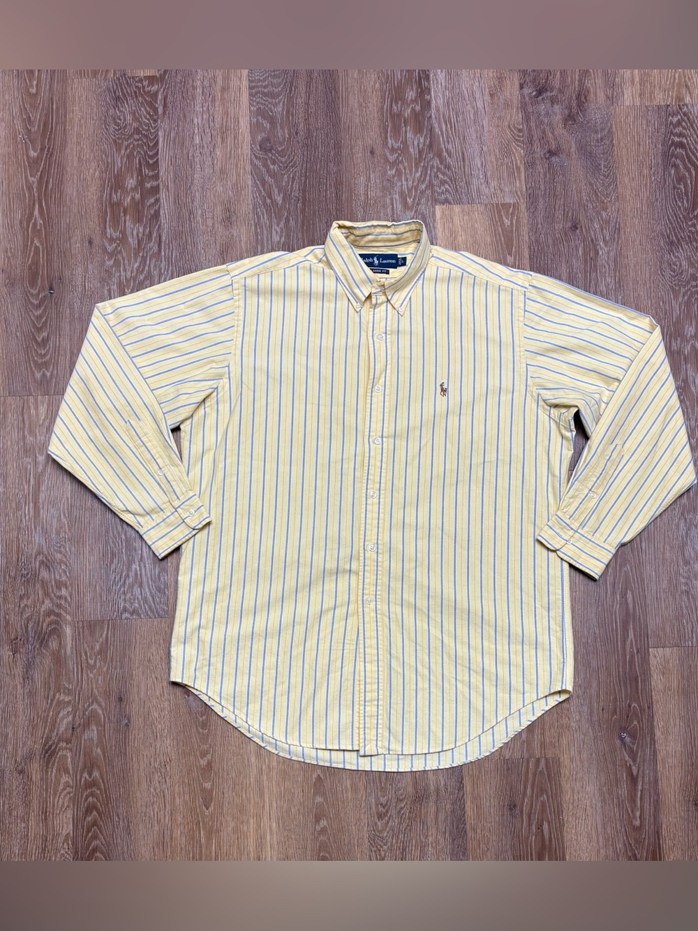 Ralph Lauren Yellow and Blue Striped Button-Down Shirt